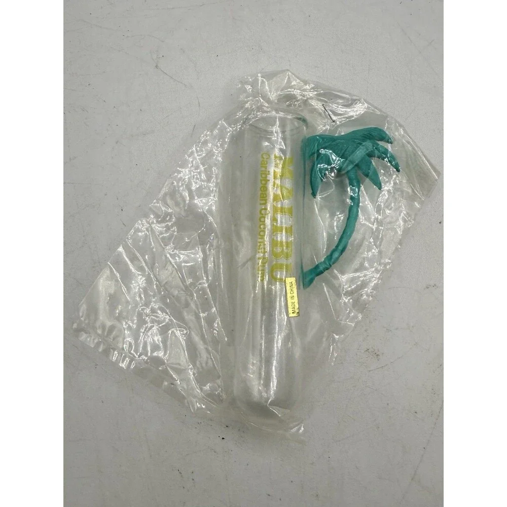 VTG 90s Malibu Caribbean Coconut Rum Plastic Tube Shot Glass Palm Tree Sealed